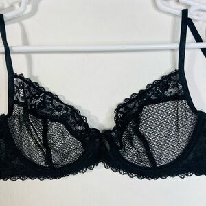 Savage X Fenty Black Lace Unlined Bra Size 34C
